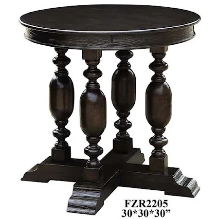 Empire 4 Turned Post Foyer Table in Rich Jacobean Finish